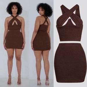 Ecru Label Textured Cocoa Crossover Wrap Set